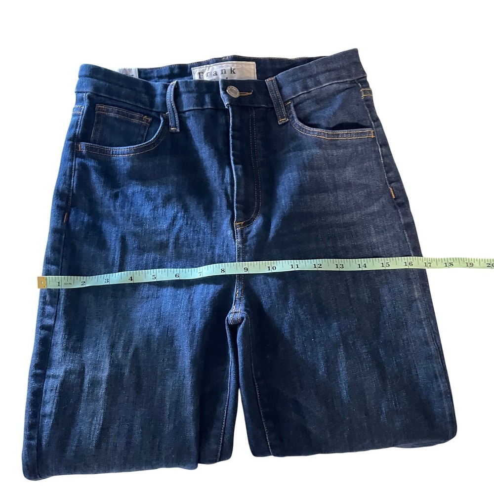Frank Eileen Killian High Rise Straight Leg Raw Hem Stretch Jeans Size 27 Blue - Picture 7 of 12